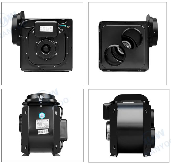Black Metal Mini Multi Inlet 45W 200cmh Inline Duct Fan